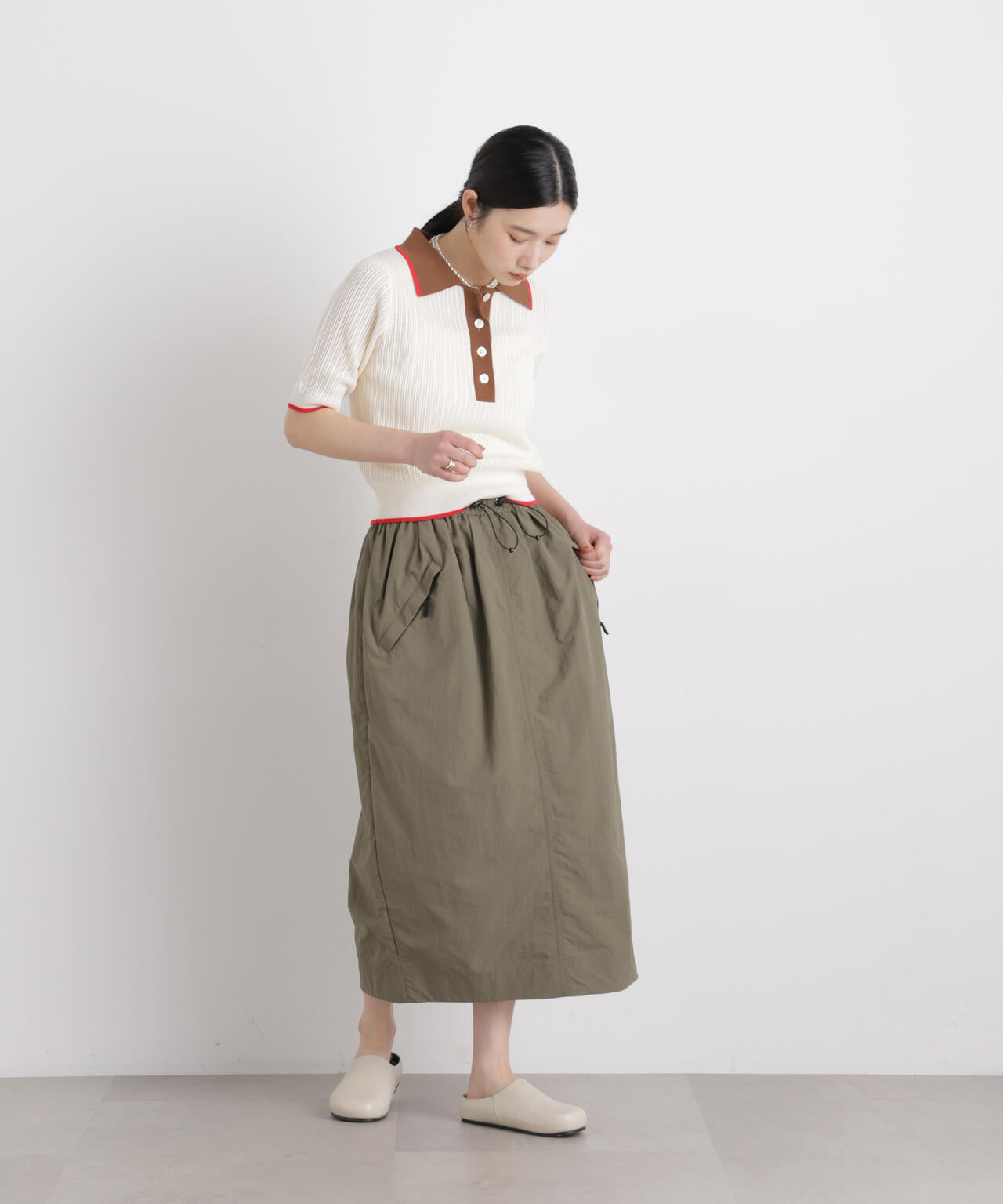 ギャザージップミディスカート 6696130309