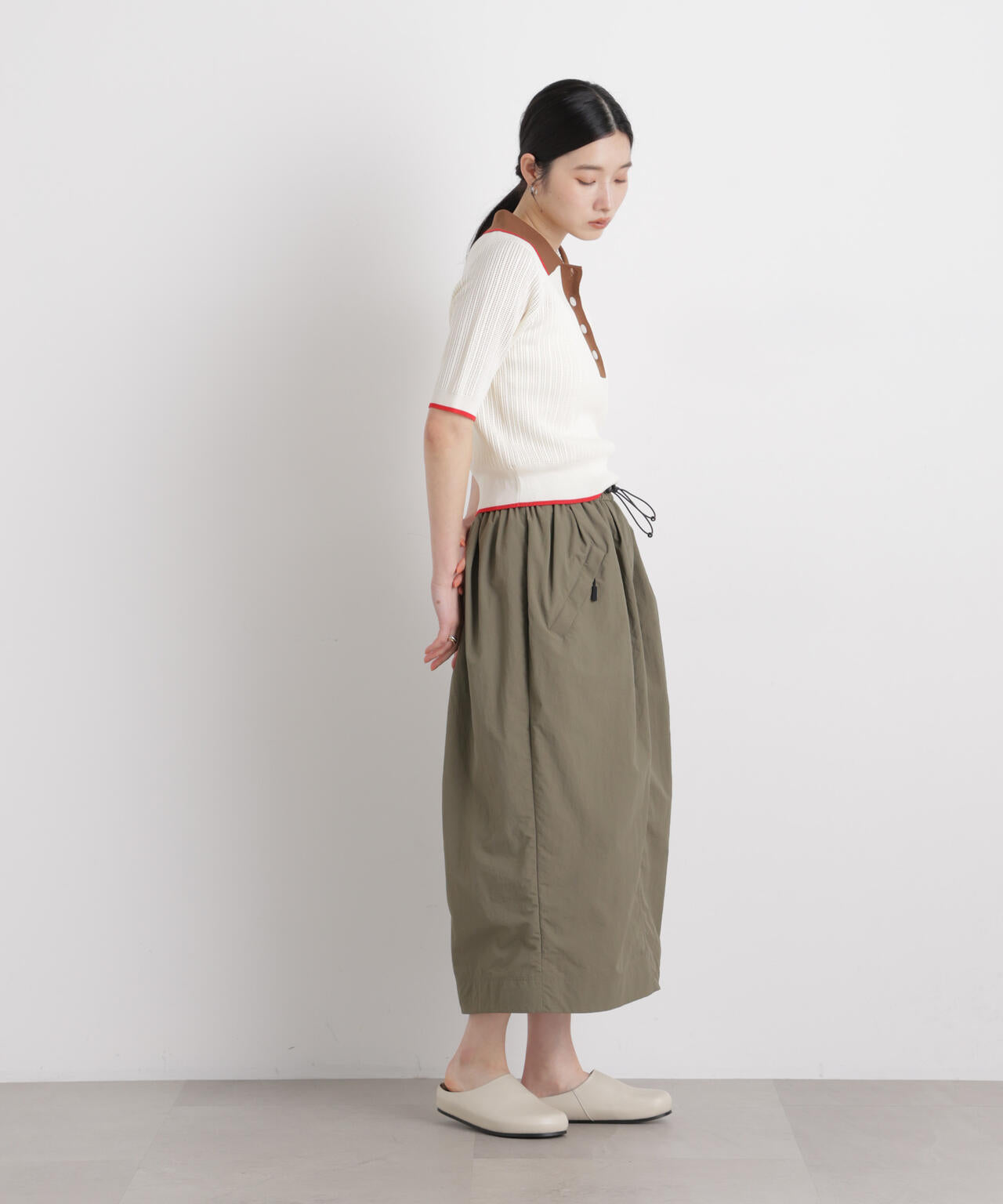 ギャザージップミディスカート 6696130309