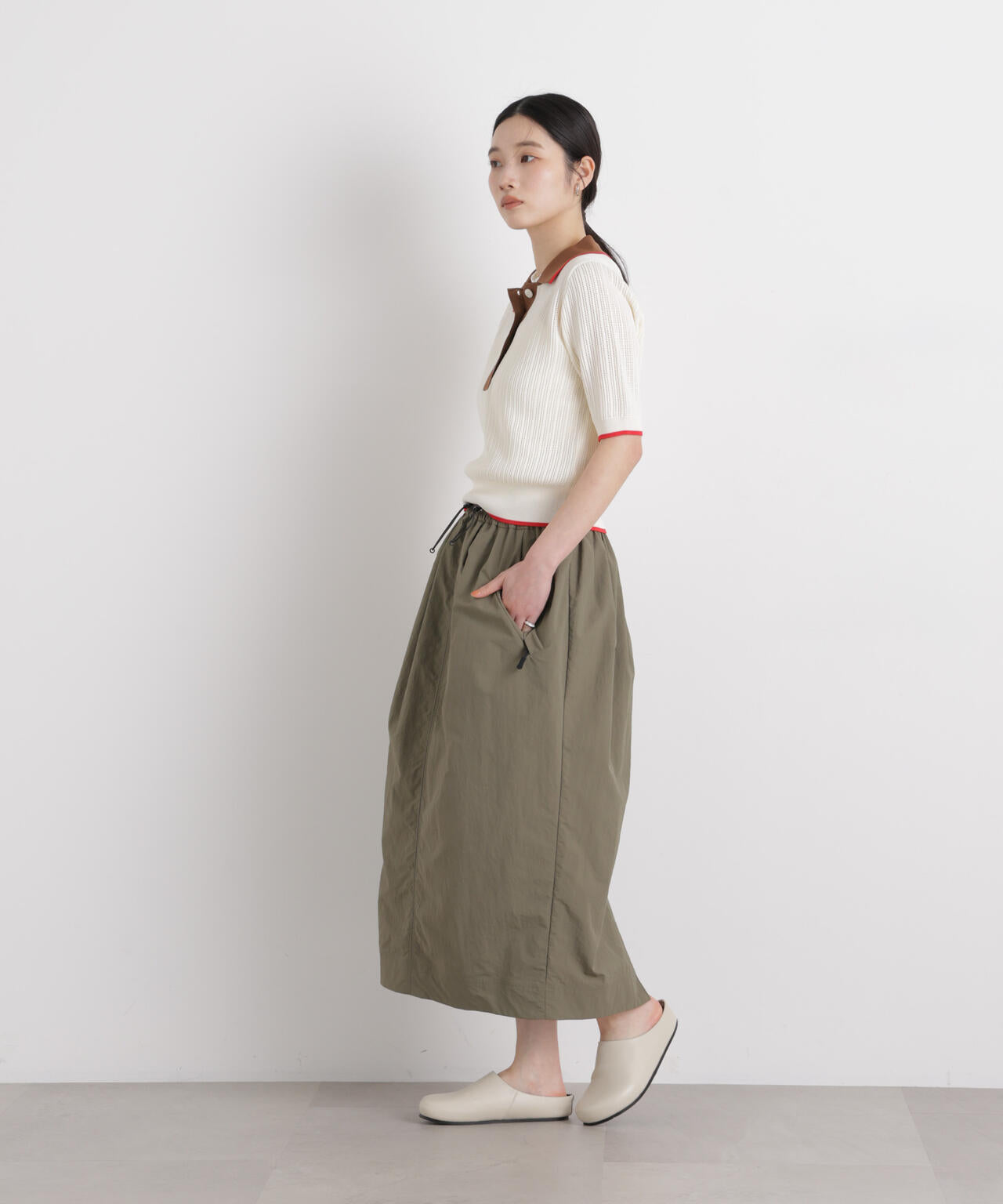 ギャザージップミディスカート 6696130309