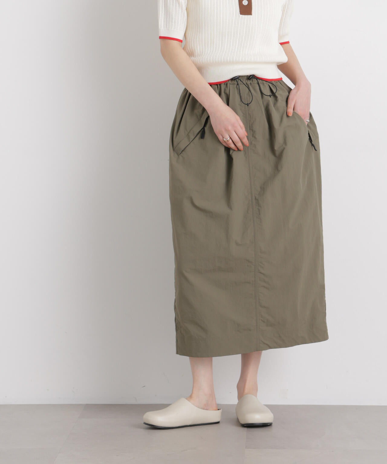 ギャザージップミディスカート 6696130309