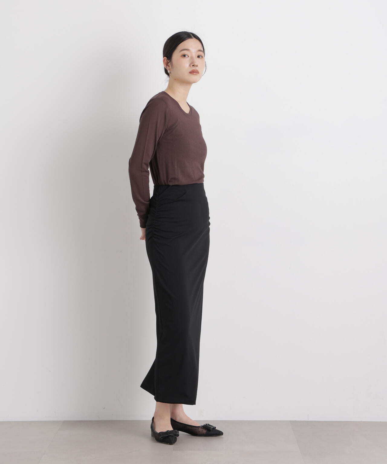 サイドギャザーカットタイトスカート 6696130312