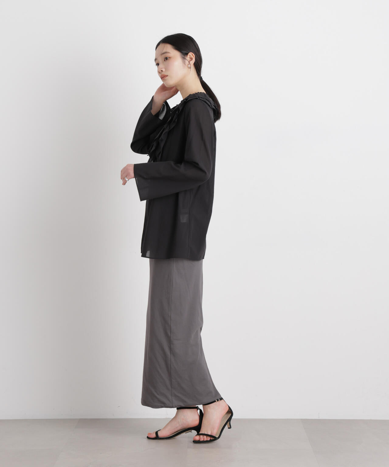 サイドギャザーカットタイトスカート 6696130312