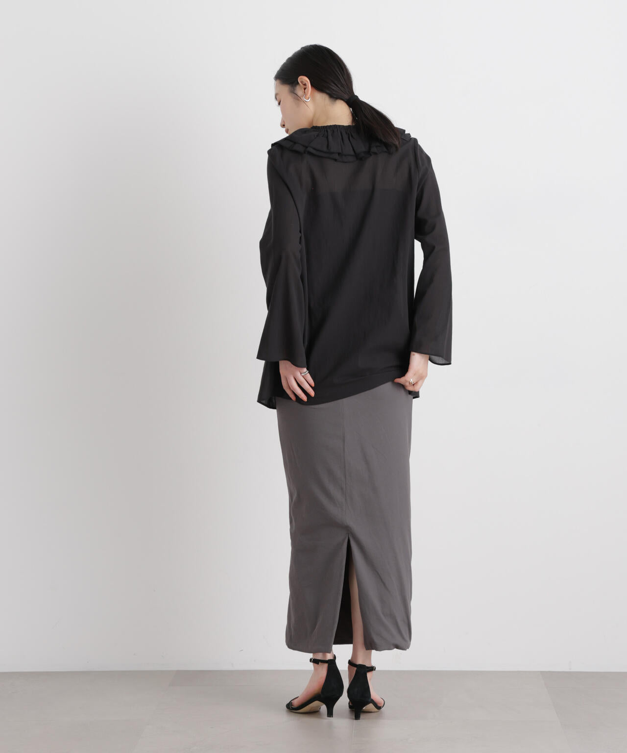 サイドギャザーカットタイトスカート 6696130312