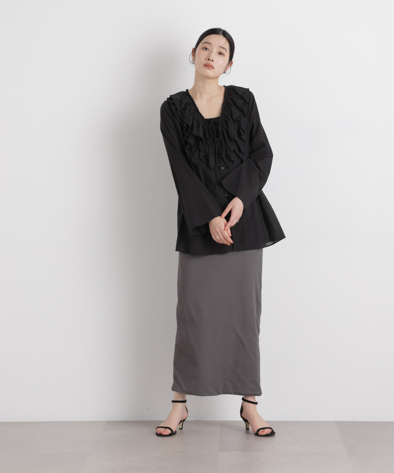 サイドギャザーカットタイトスカート 6696130312