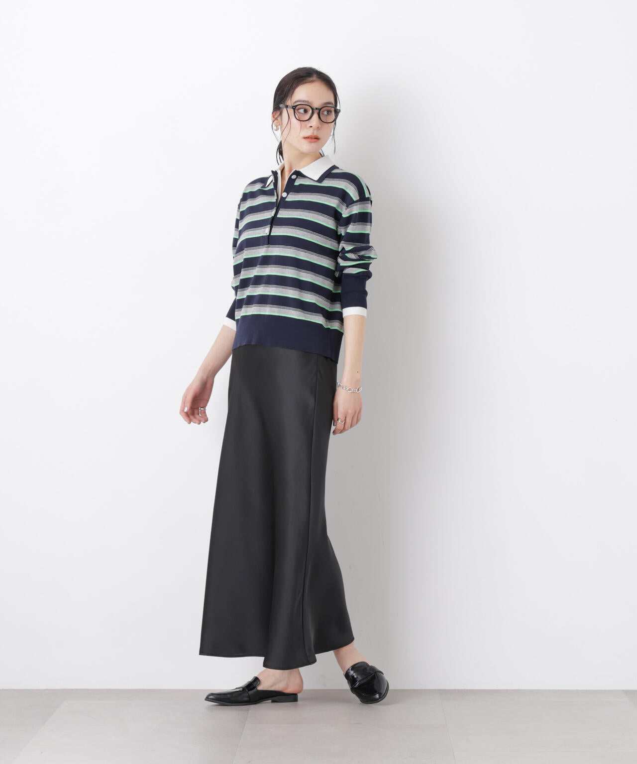 サテンナロースカート 6696130313