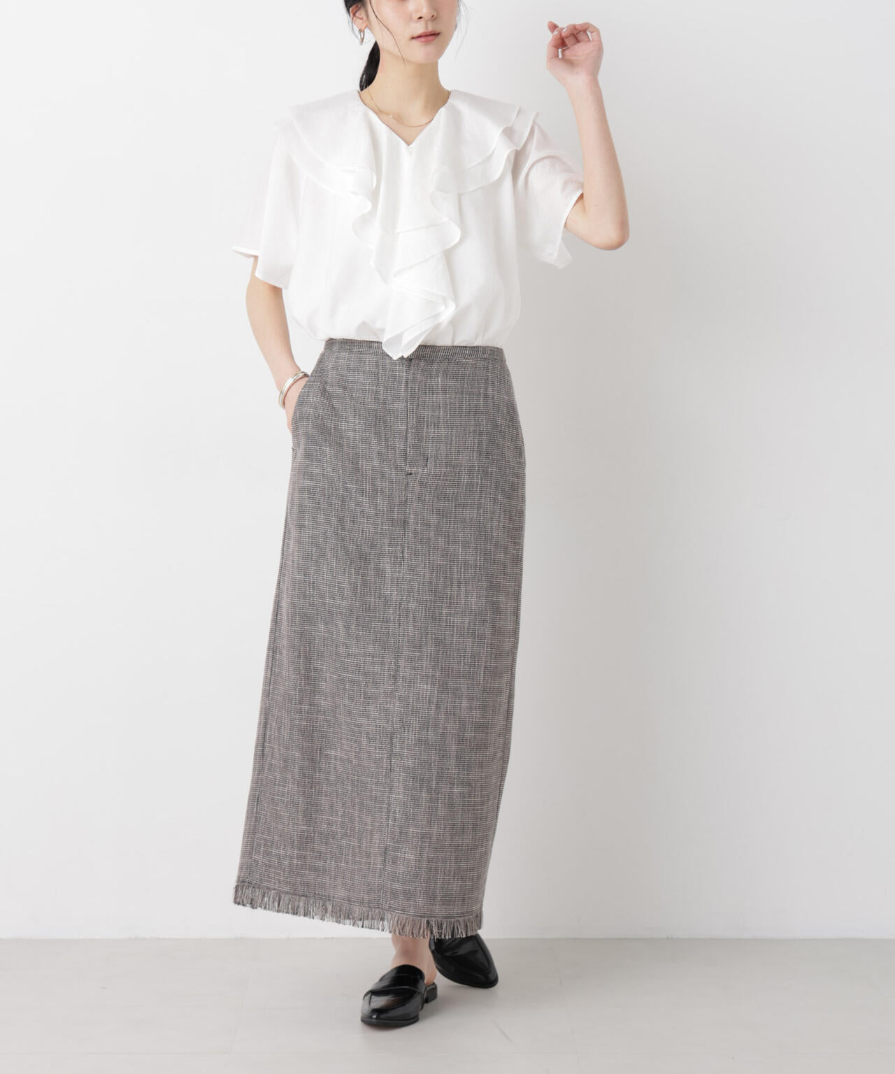 カラミ織りIラインスカート(セットアップ可)