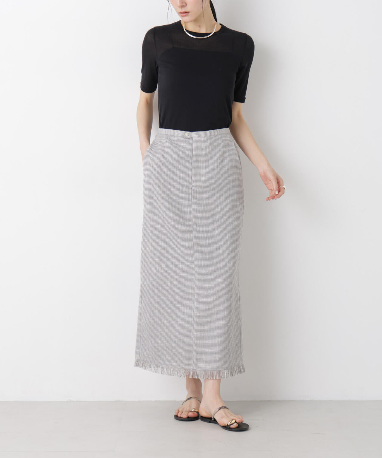 カラミ織りIラインスカート(セットアップ可)