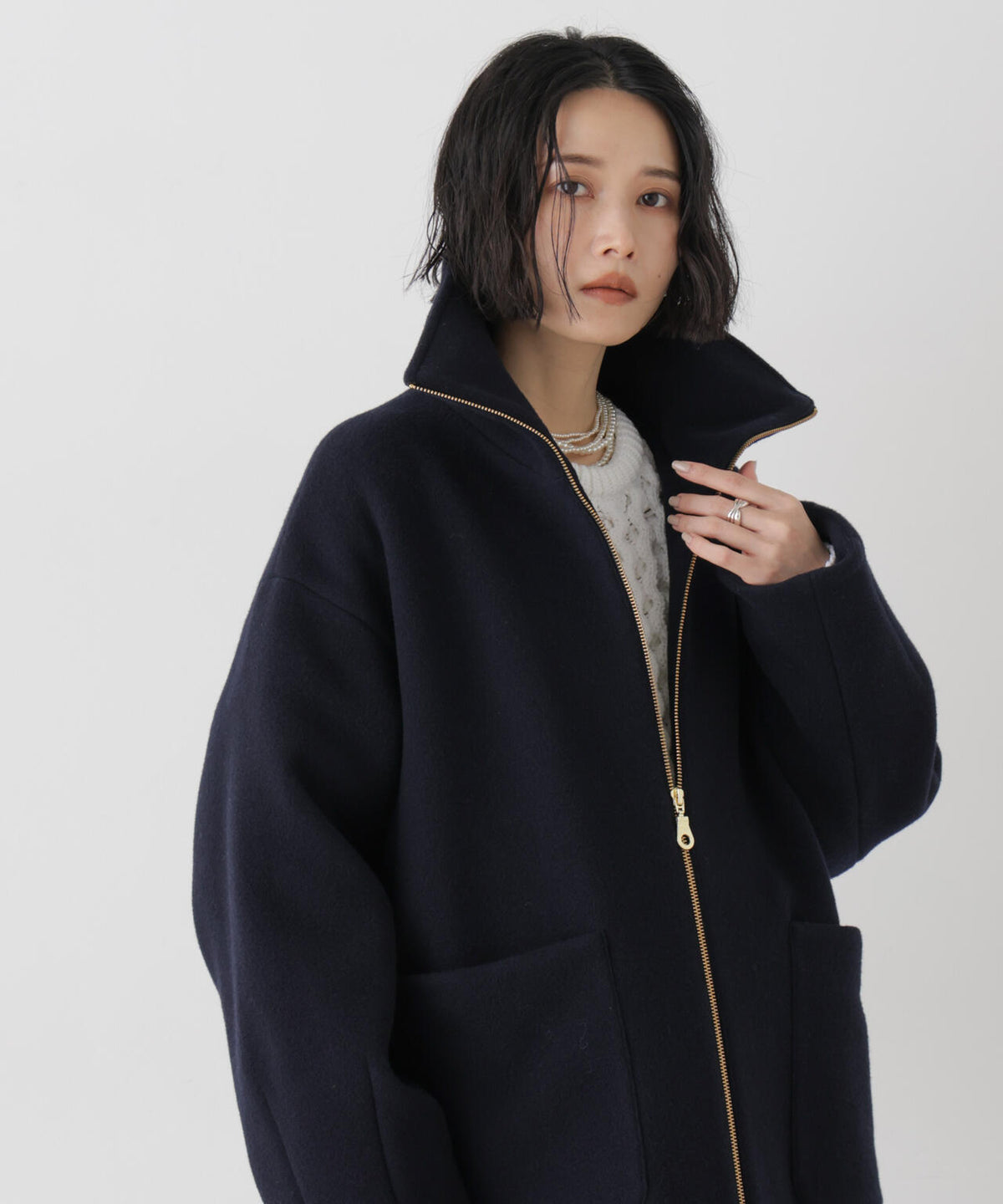 ウールパイルスタンドジップコート 6696211300