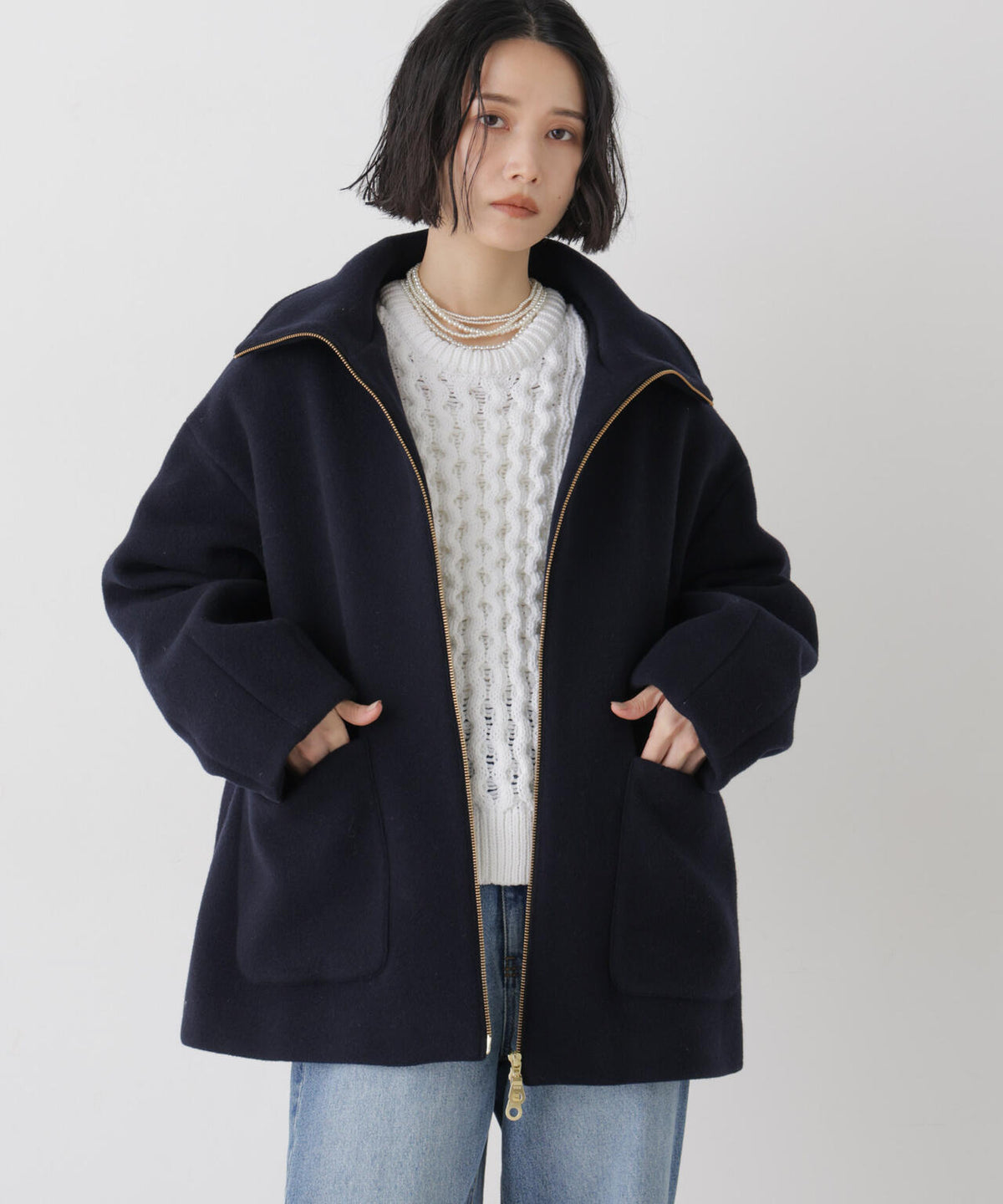 ウールパイルスタンドジップコート 6696211300