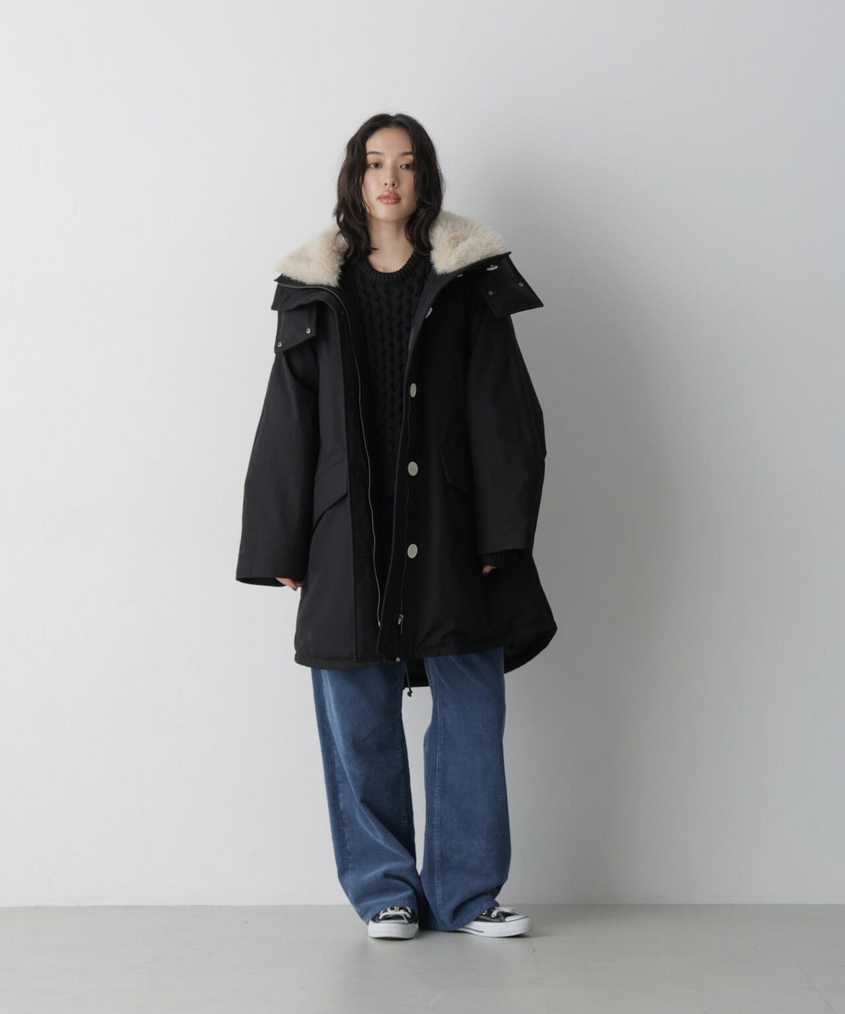 「STEVELOUR」「西川ダウン(R)」ファー付きコート 6696214306