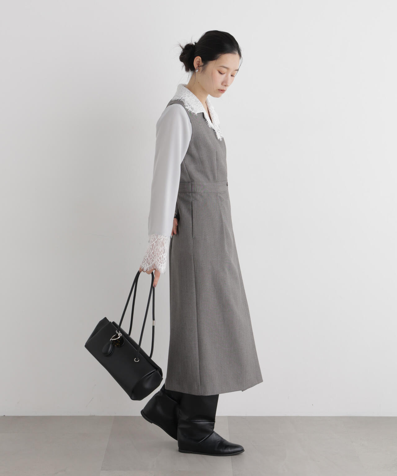 シャンブレーシャークスキンカシュクールワンピース 6696219302