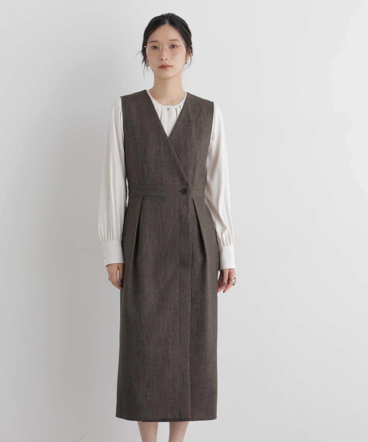 シャンブレーシャークスキンカシュクールワンピース 6696219302