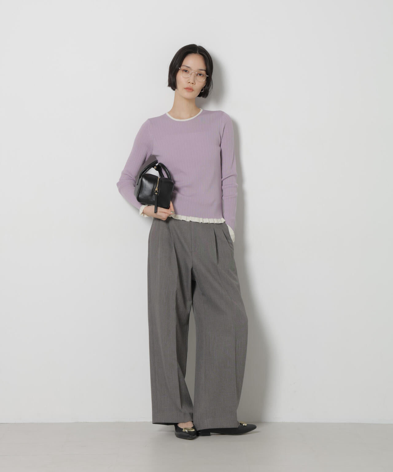 毛玉レスニット バイカラーフリルリブニット 6696222303