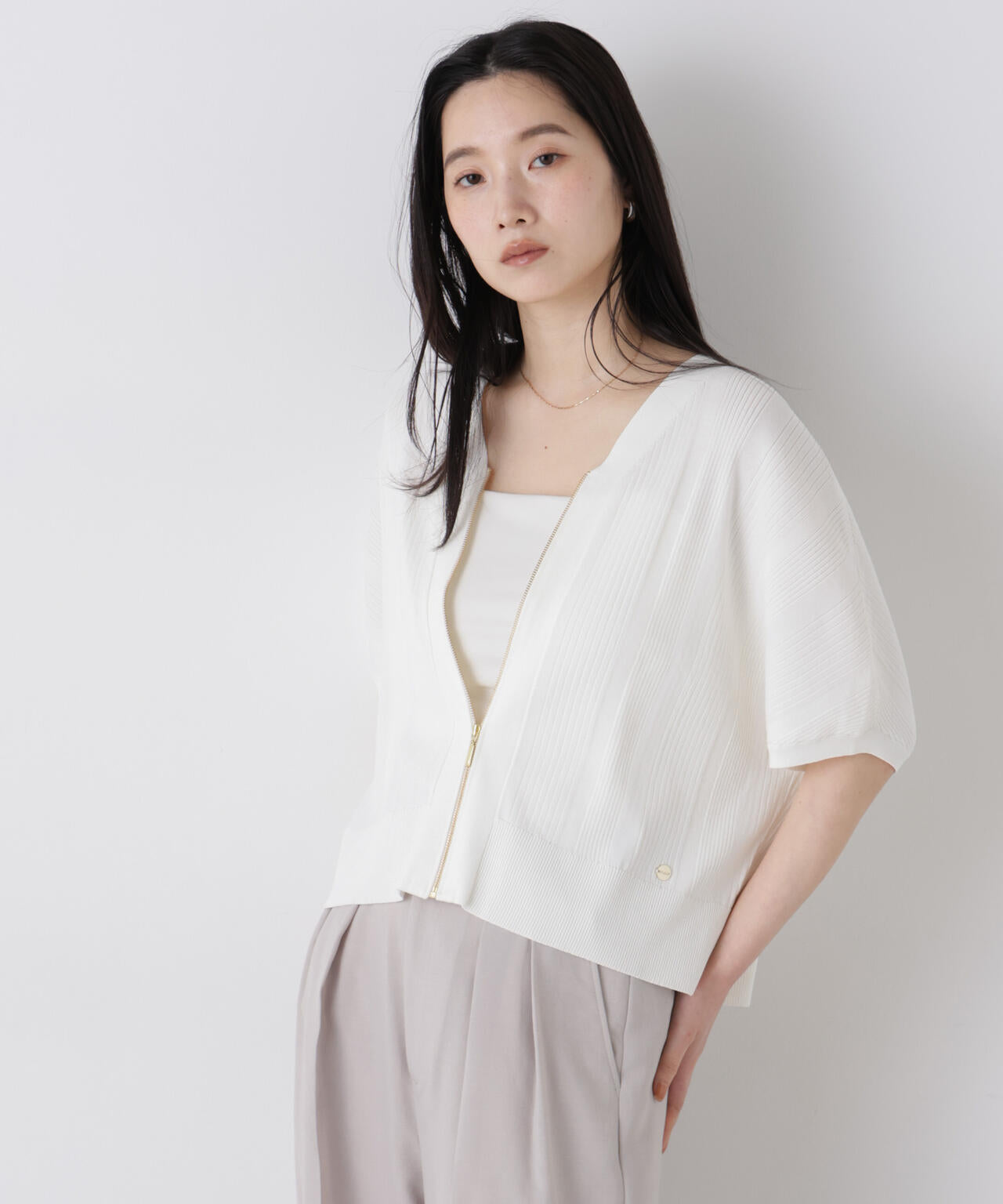 SUMMER VEIL KNIT ジップカーディガン 6696222311