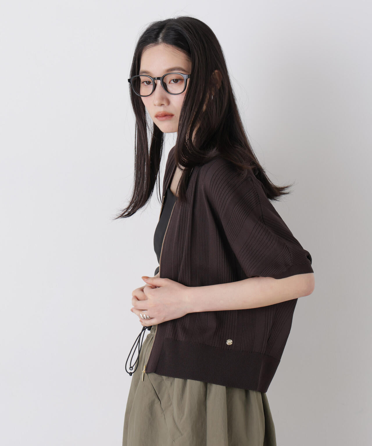 SUMMER VEIL KNIT ジップカーディガン 6696222311