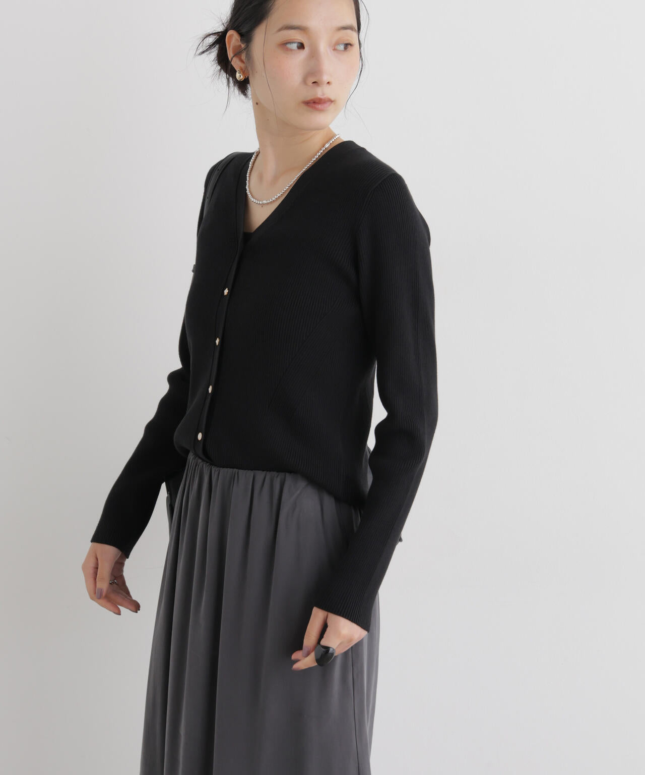 CICA&UVカット加工Vネックリブカーディガン 6696222318