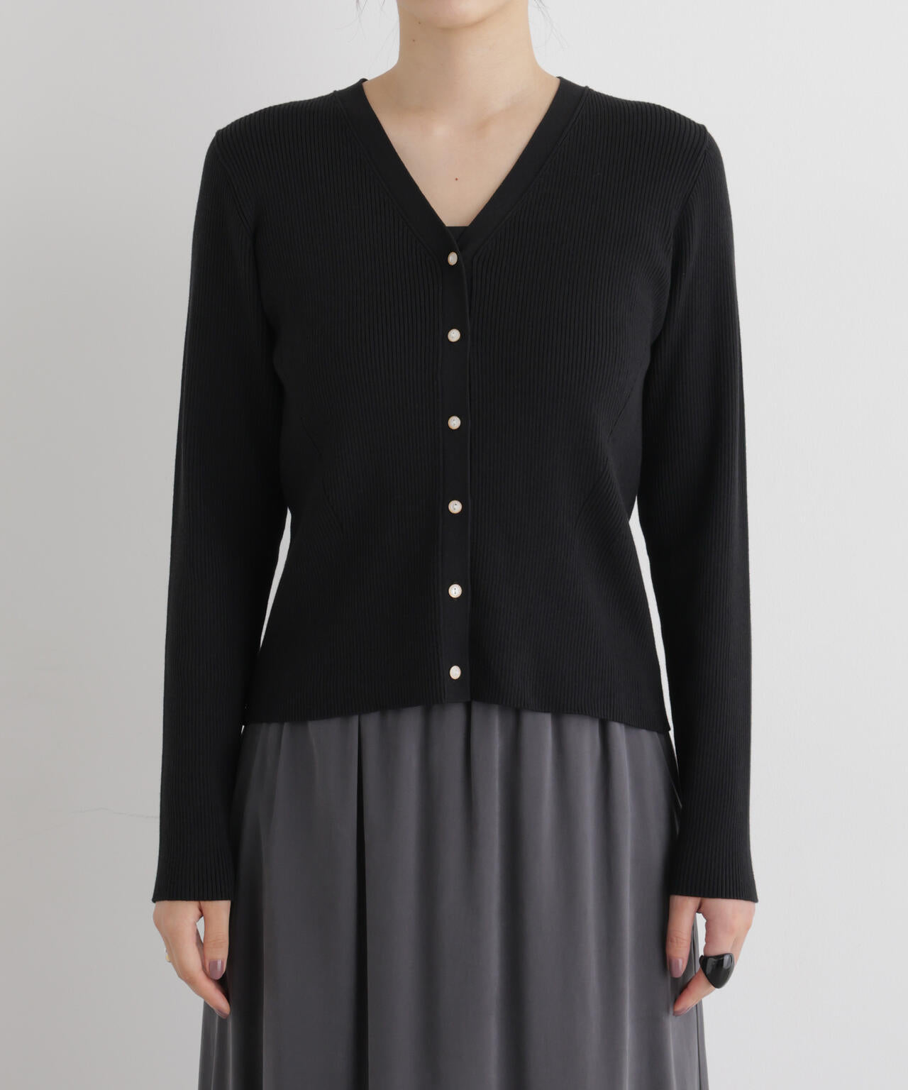 CICA&UVカット加工Vネックリブカーディガン 6696222318