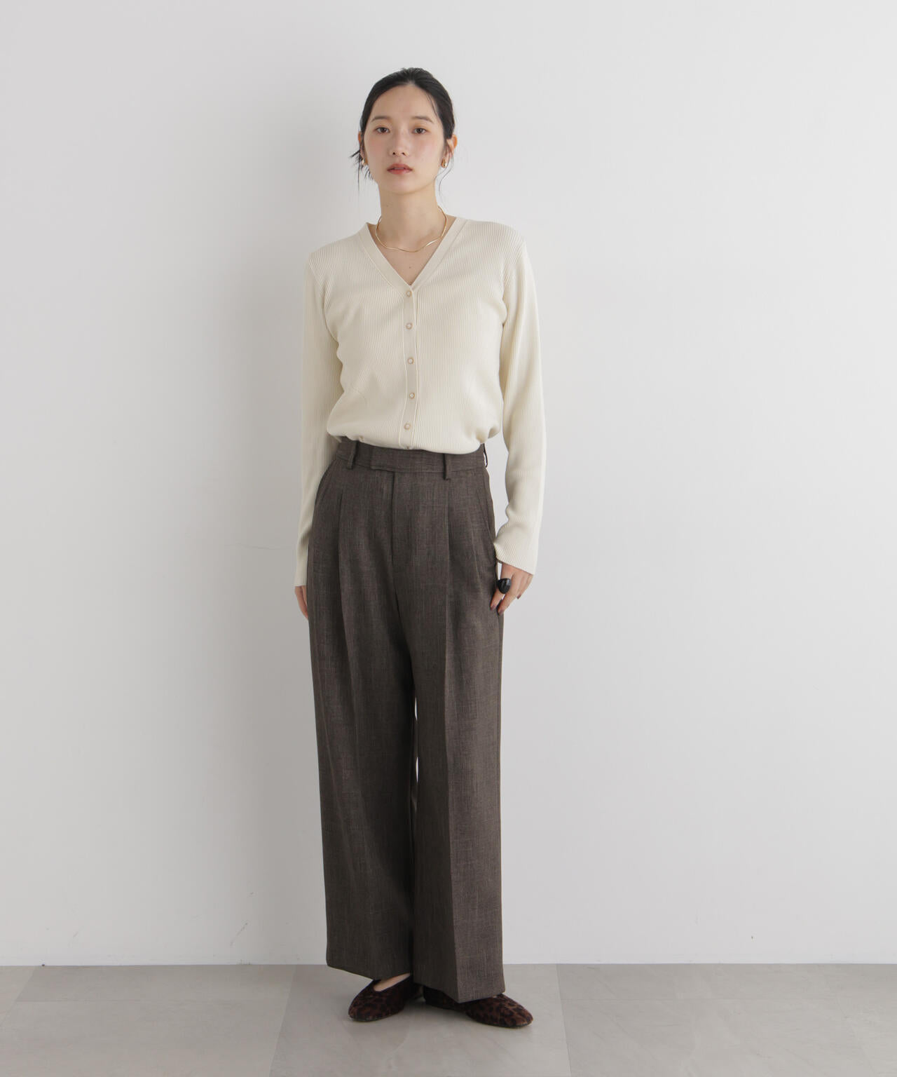 CICA&UVカット加工Vネックリブカーディガン 6696222318