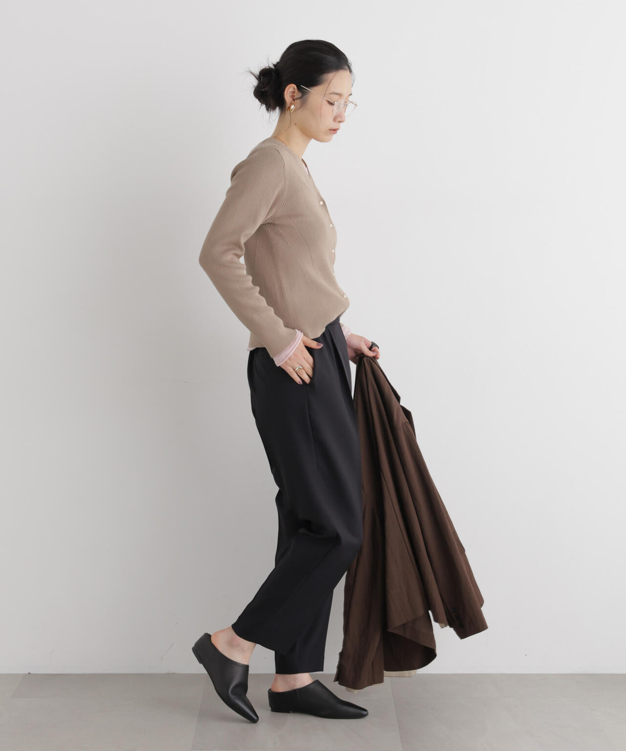 CICA&UVカット加工Vネックリブカーディガン 6696222318