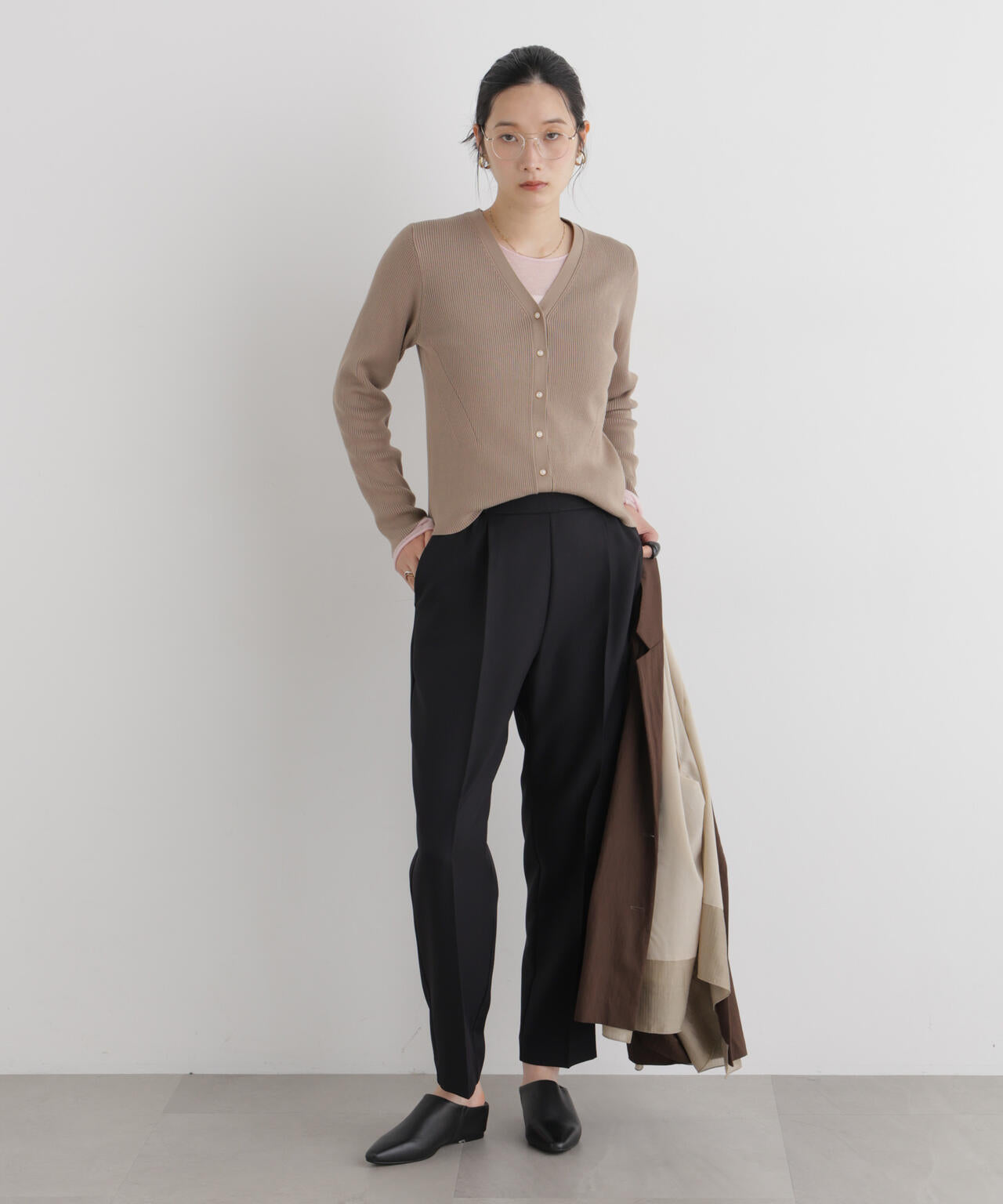 CICA&UVカット加工Vネックリブカーディガン 6696222318
