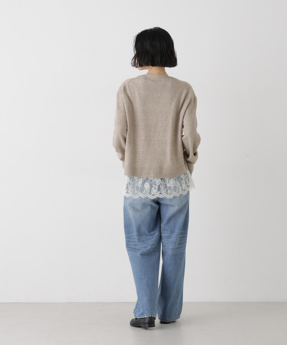 レースドッキングニットカーディガン 6696222325