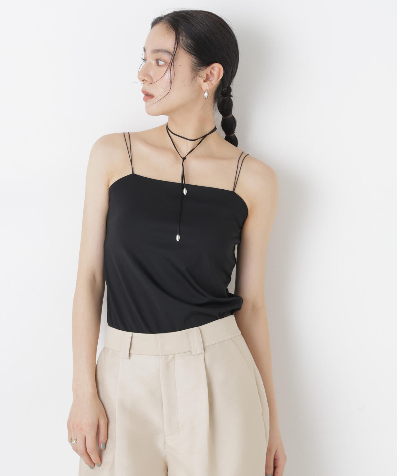 ストレッチポンチカップ付きベアトップキャミソール 6696224301