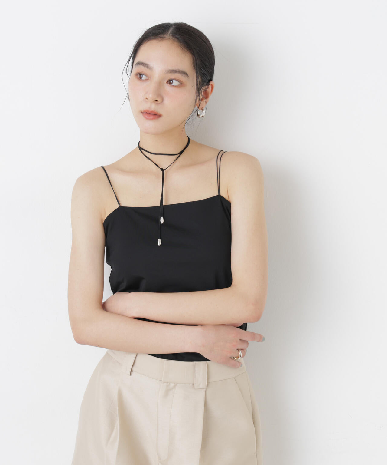 ストレッチポンチカップ付きベアトップキャミソール 6696224301