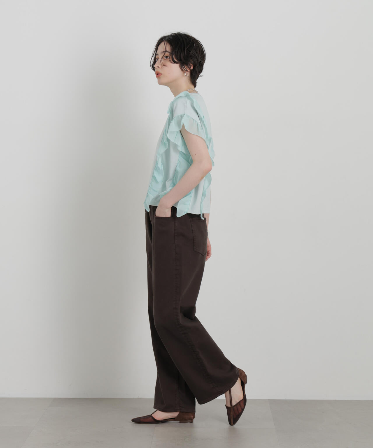 シフォンフリルカットソー 6696224302
