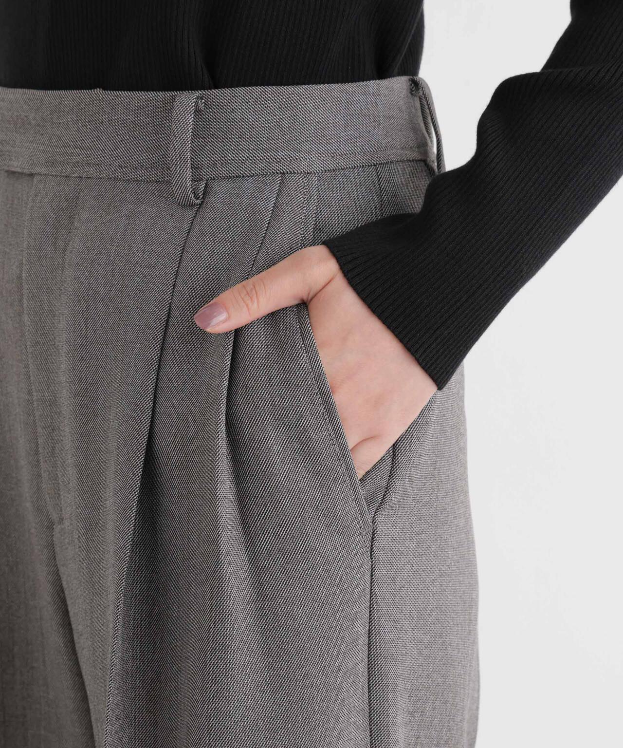 シャンブレーシャークスキンタックセミワイドパンツ(セットアップ可) 6696227302