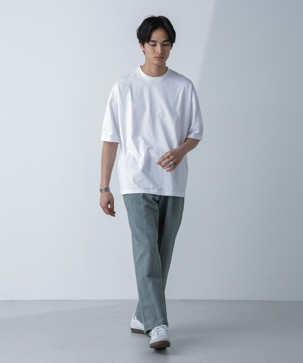 ESLOW/ONE TUCK PANTS w/STITCH 6704127074