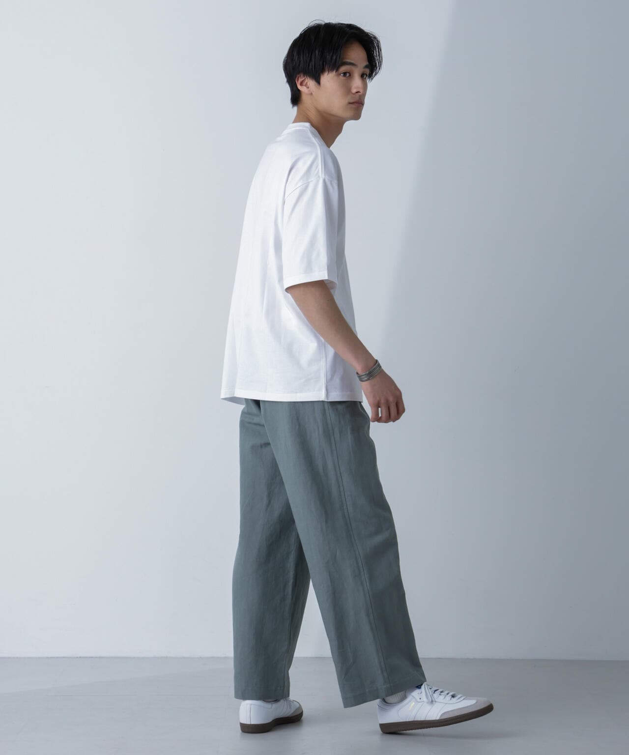 ESLOW/ONE TUCK PANTS w/STITCH 6704127074