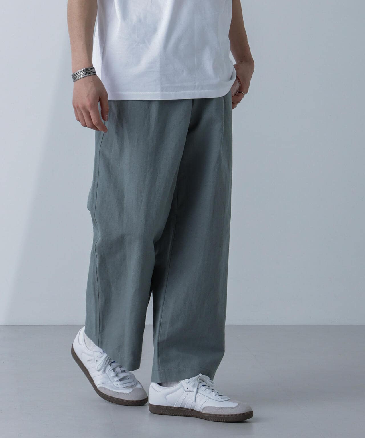 ESLOW/ONE TUCK PANTS w/STITCH 6704127074