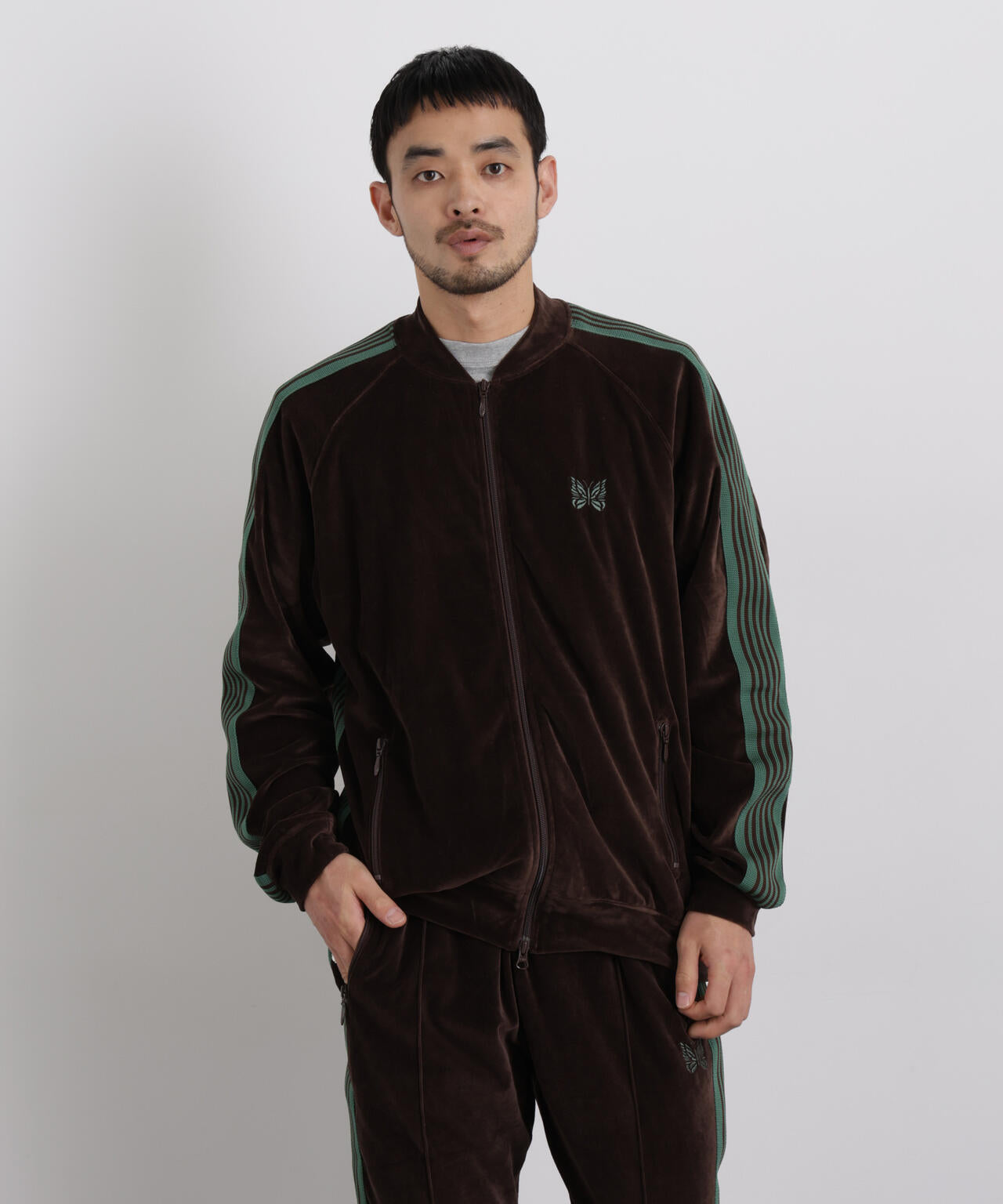 Needles/Rib Collar Track Jacket-Velour