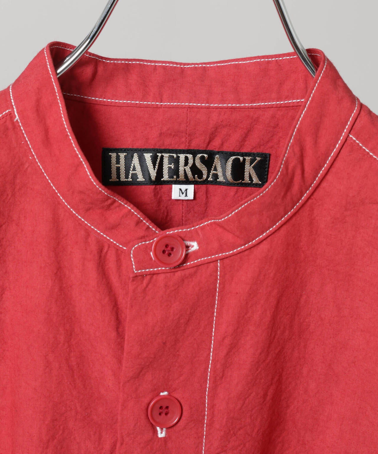 HAVERSACK/C/Lタイプライターバンドカラー半袖オーバーシャツ 6706221001