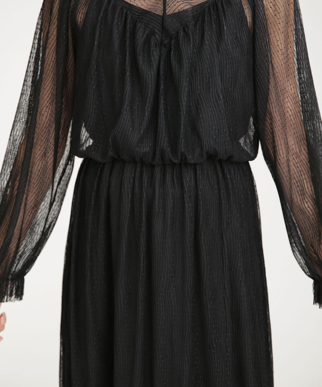 troisiemechaco/ドットプリーツチュールワンピース 6711119001