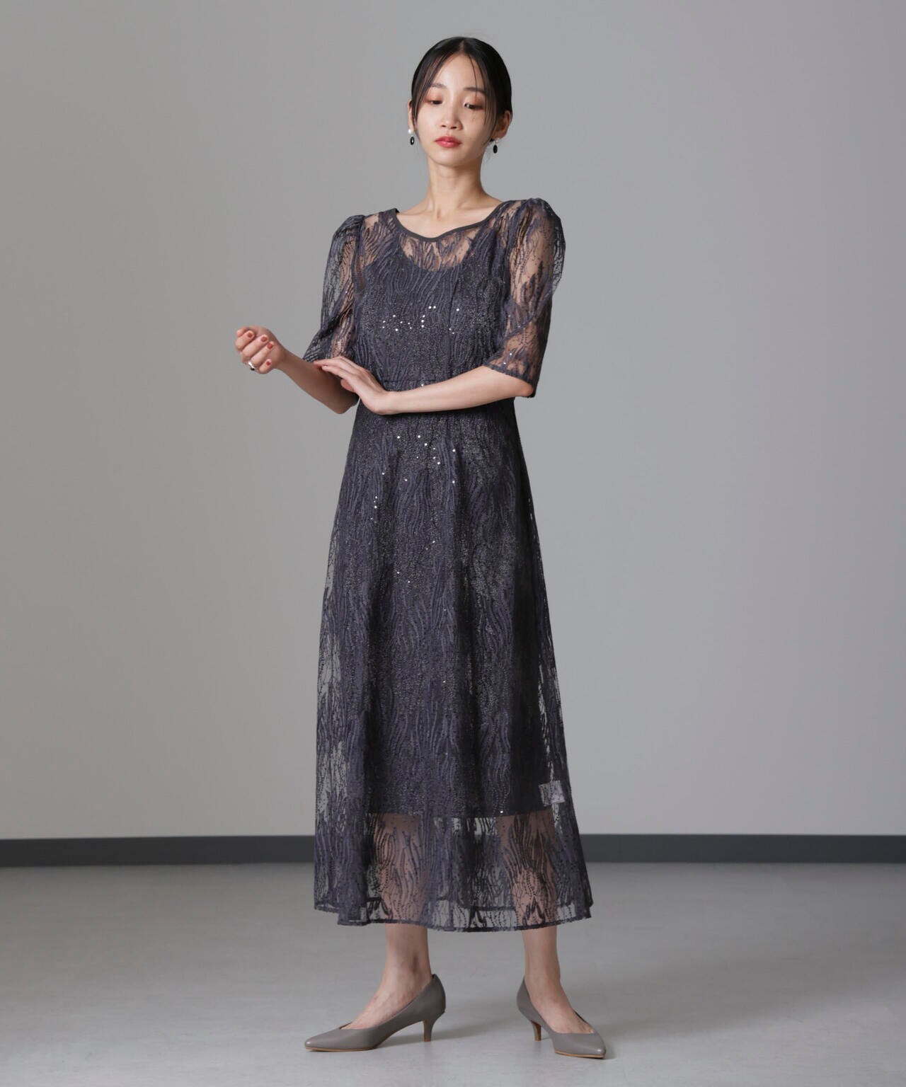 kaene/スパンコールアネモネドレス 6714219026