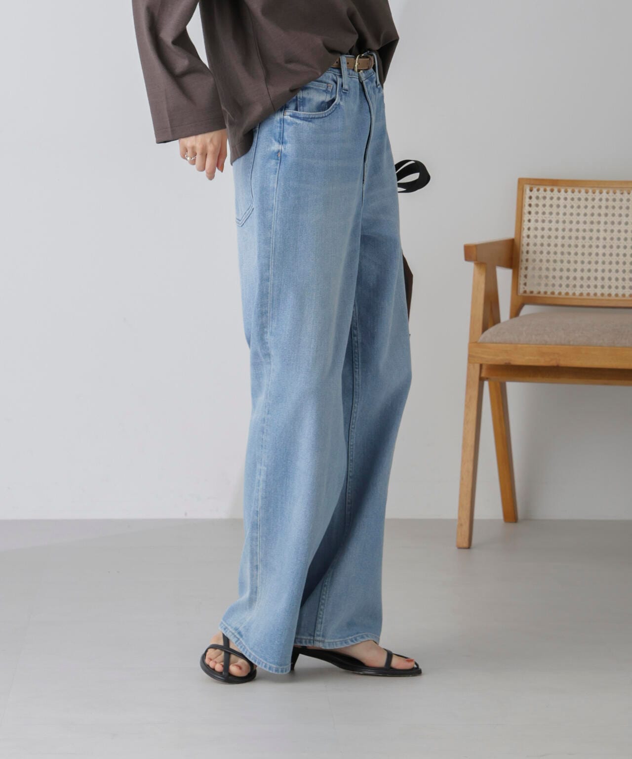 Healthy DENIM/別注PinkPepper ワイドストレートデニム L.ブルー 6714227017