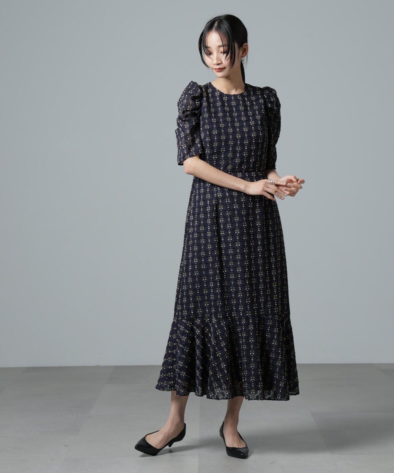 troisiemechaco/カットジャガードワンピース 6715119062