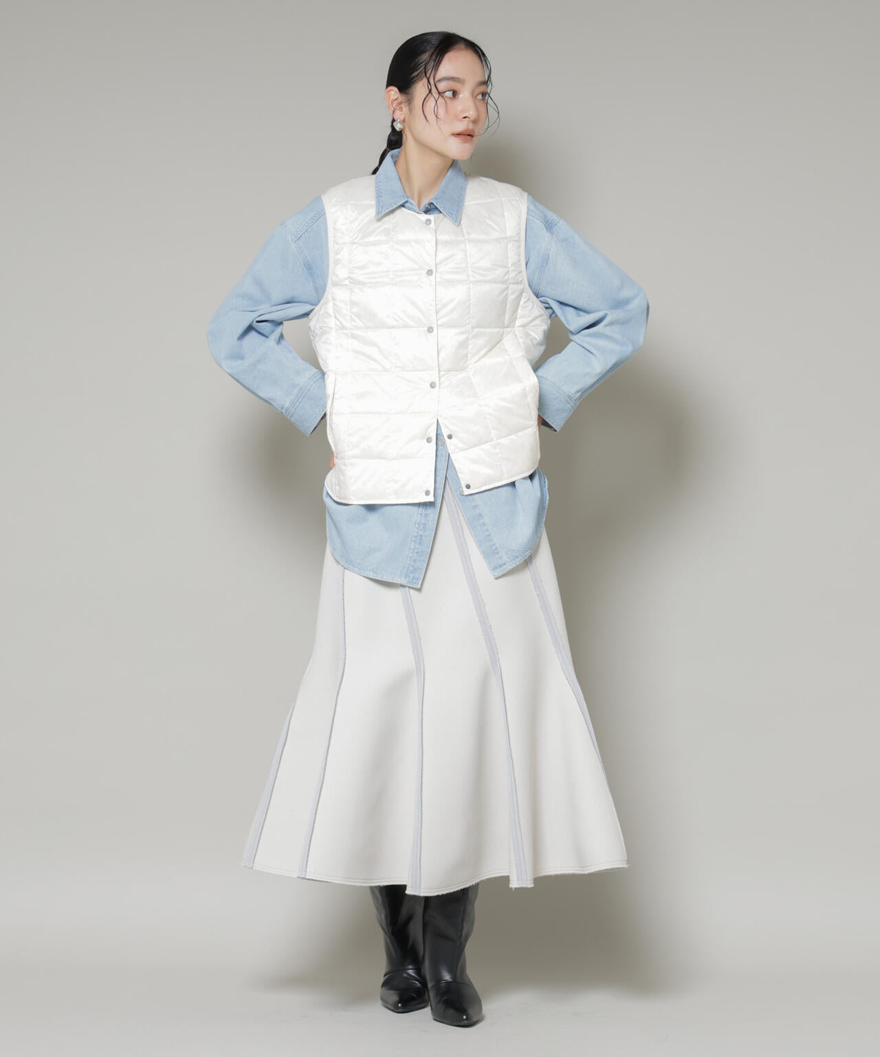 TAION/クルーネックボタンダウンベスト 6715214008