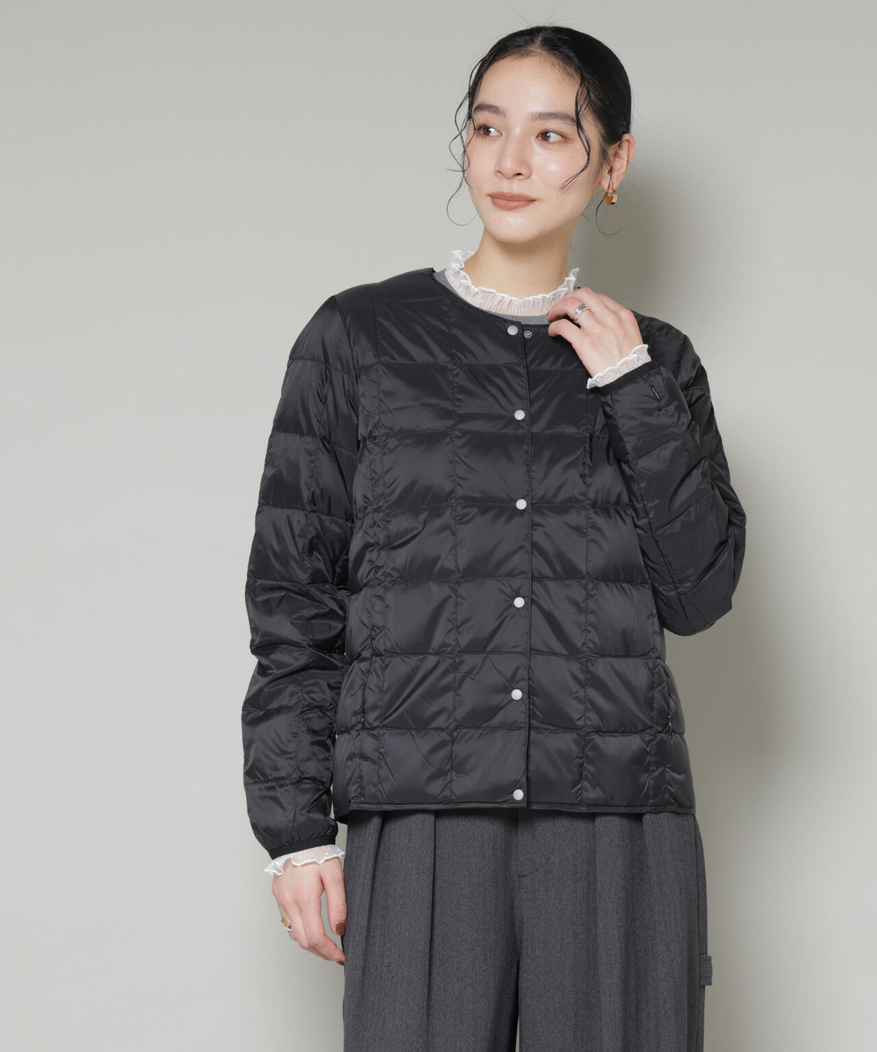 TAION/クルーネックボタンダウンジャケット 6715214009