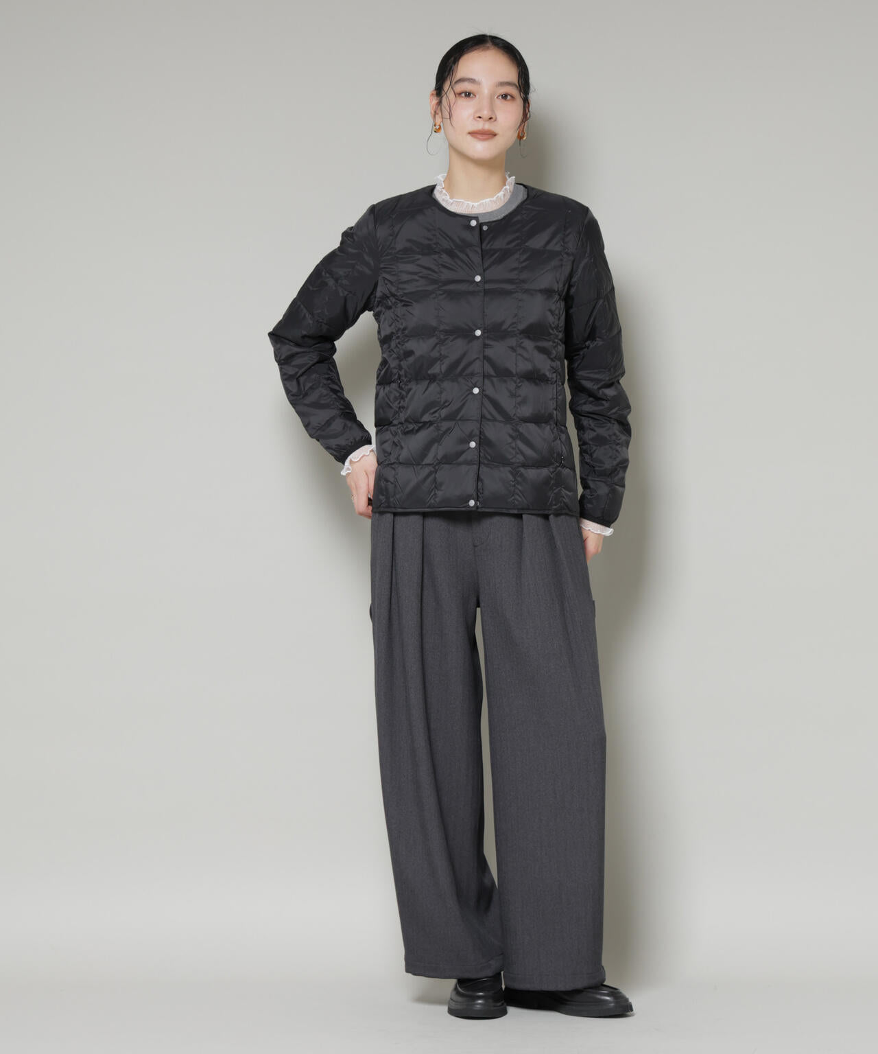 TAION/クルーネックボタンダウンジャケット 6715214009