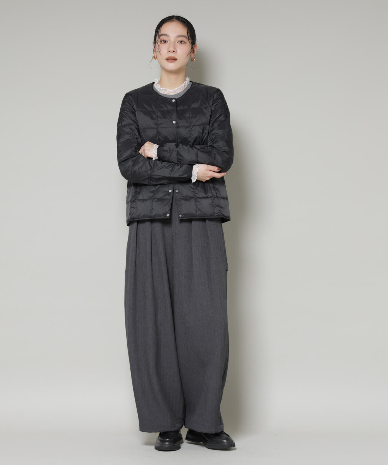 TAION/クルーネックボタンダウンジャケット 6715214009