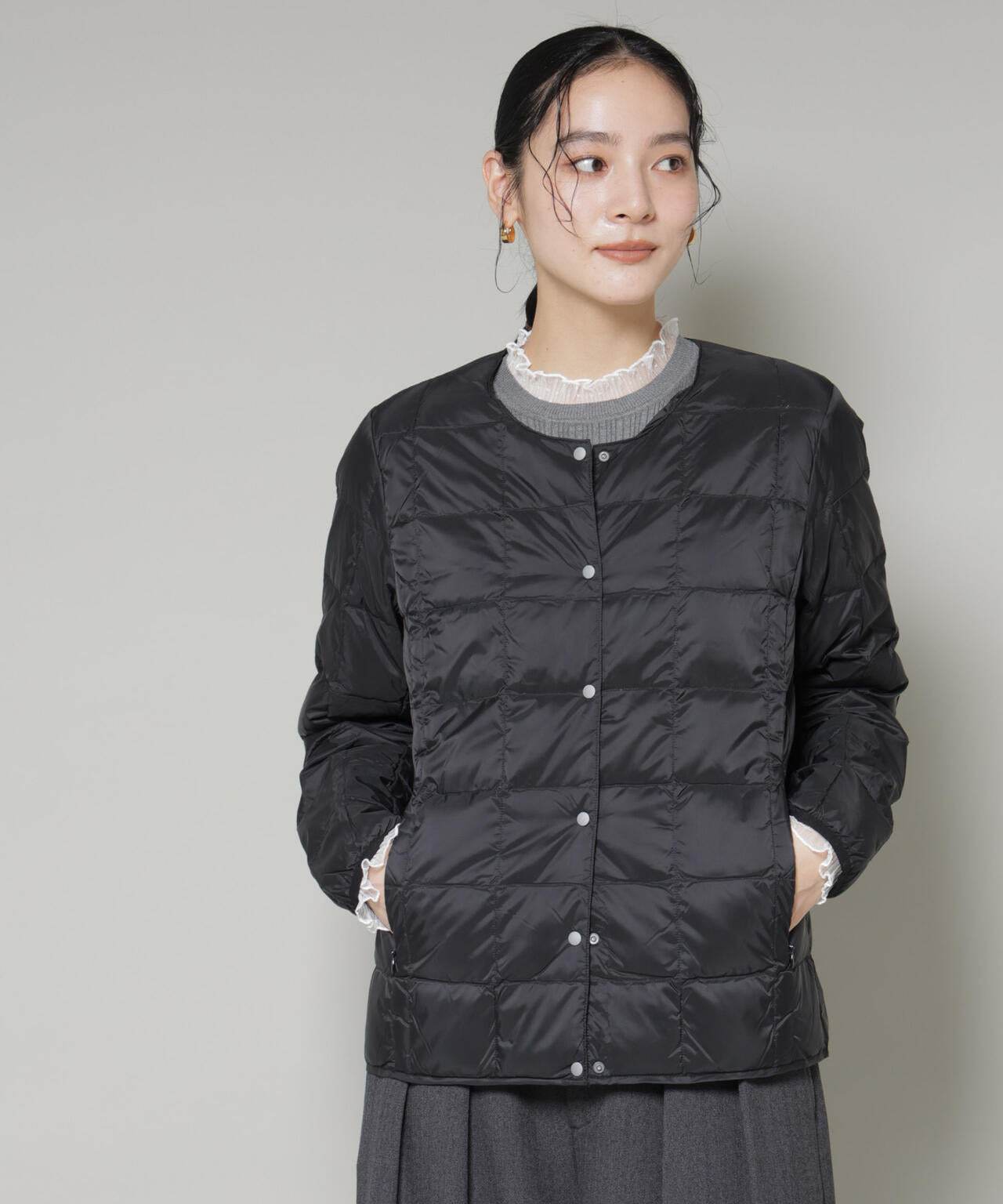 TAION/クルーネックボタンダウンジャケット 6715214009