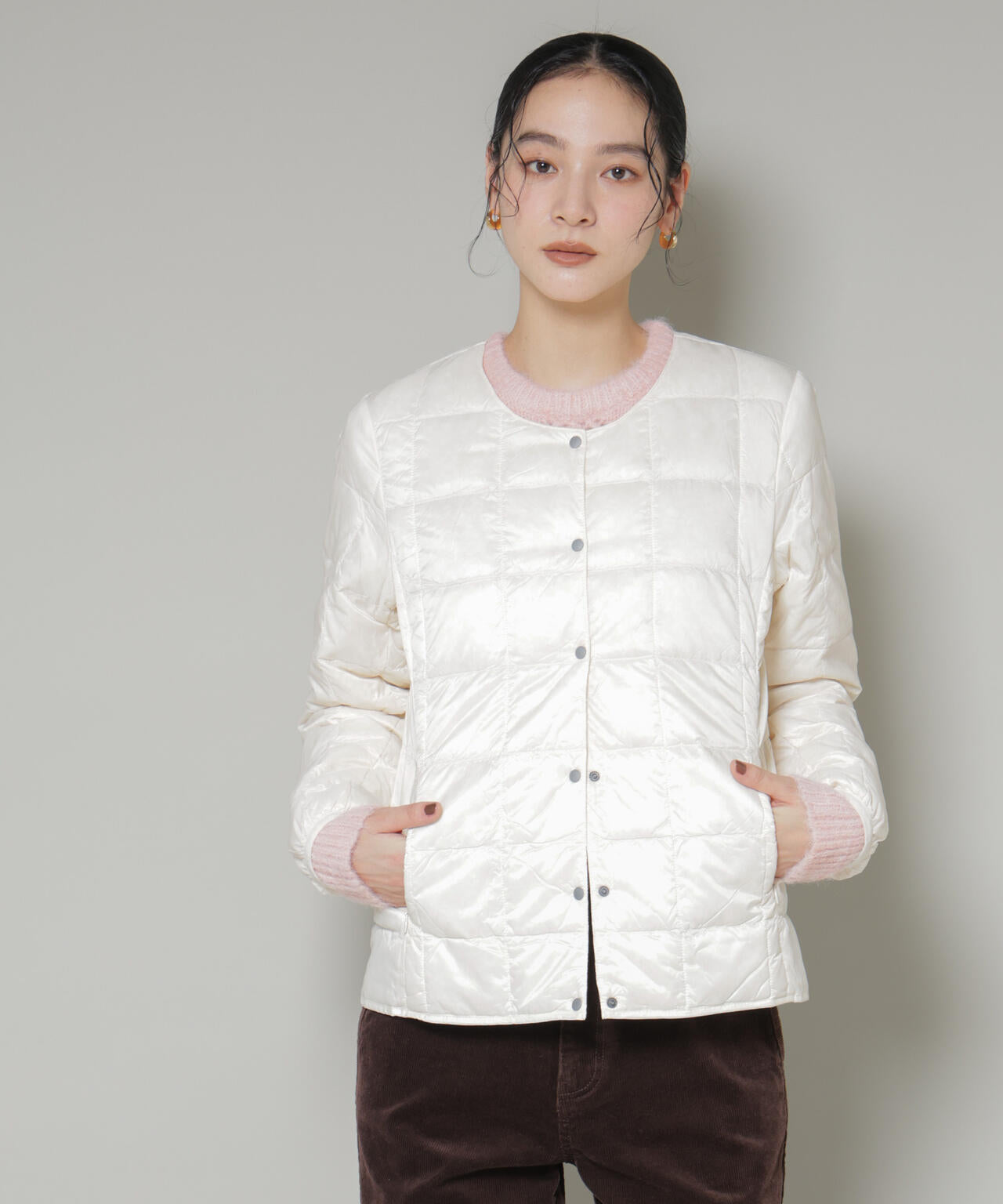 TAION/クルーネックボタンダウンジャケット 6715214009