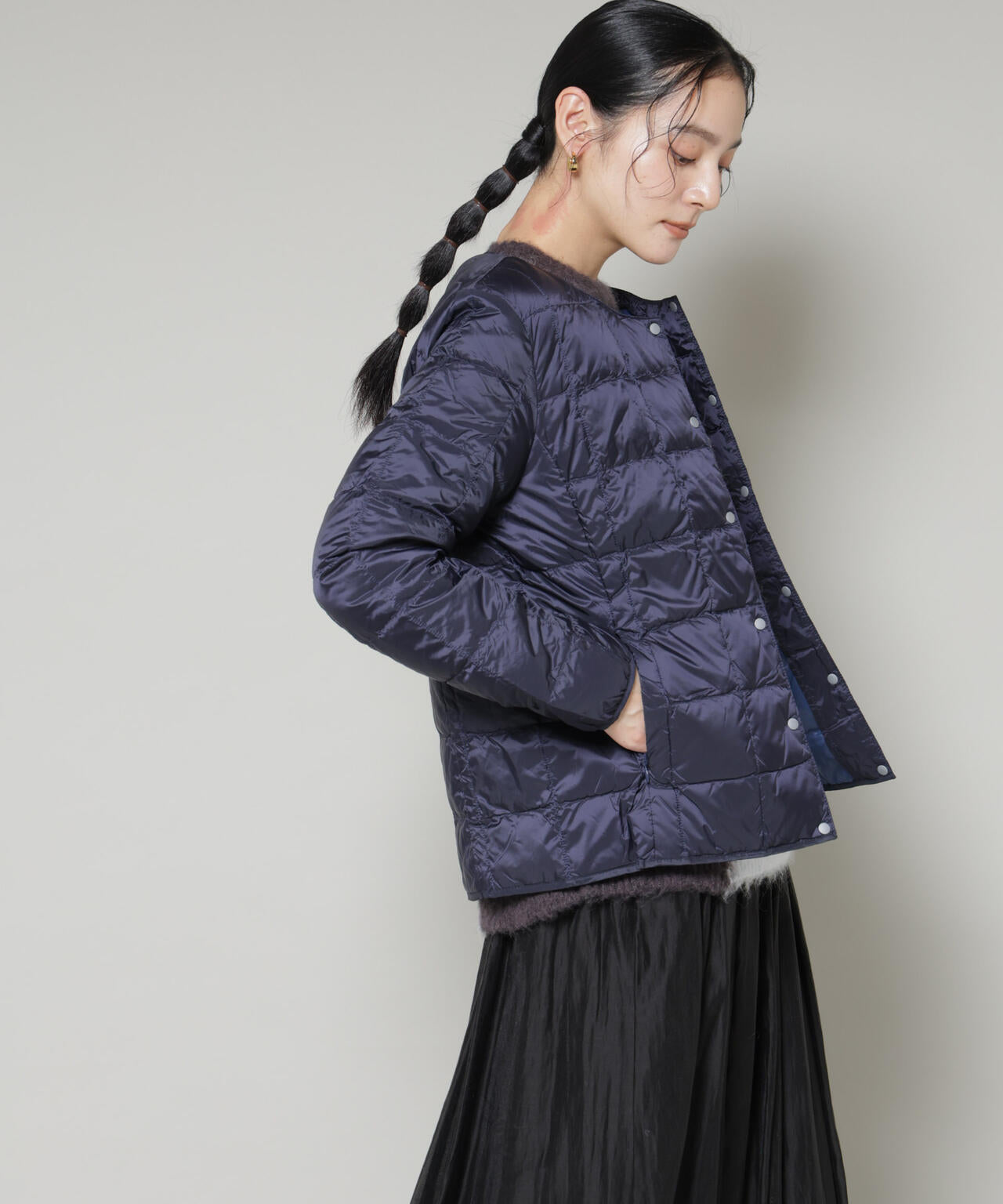 TAION/クルーネックボタンダウンジャケット 6715214009