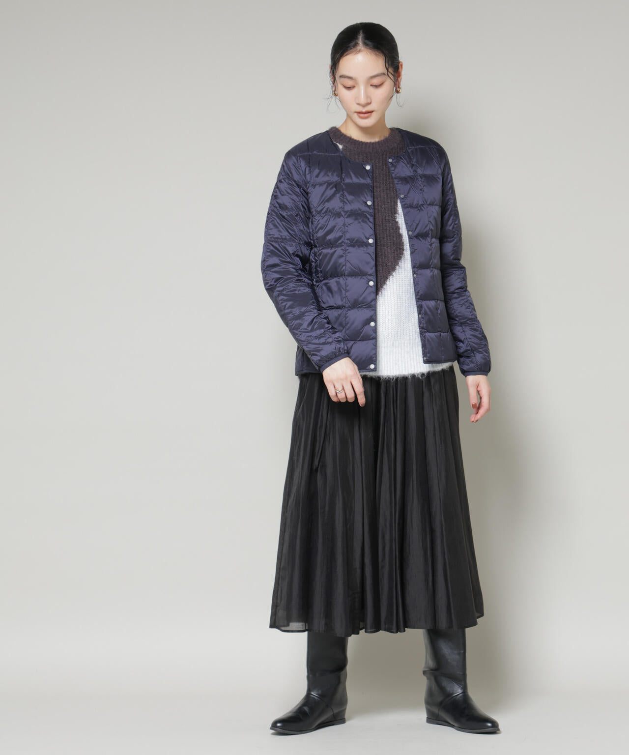 TAION/クルーネックボタンダウンジャケット 6715214009