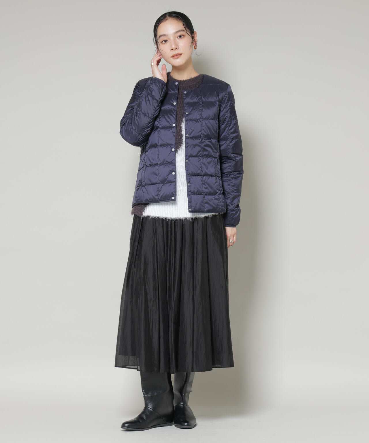 TAION/クルーネックボタンダウンジャケット 6715214009