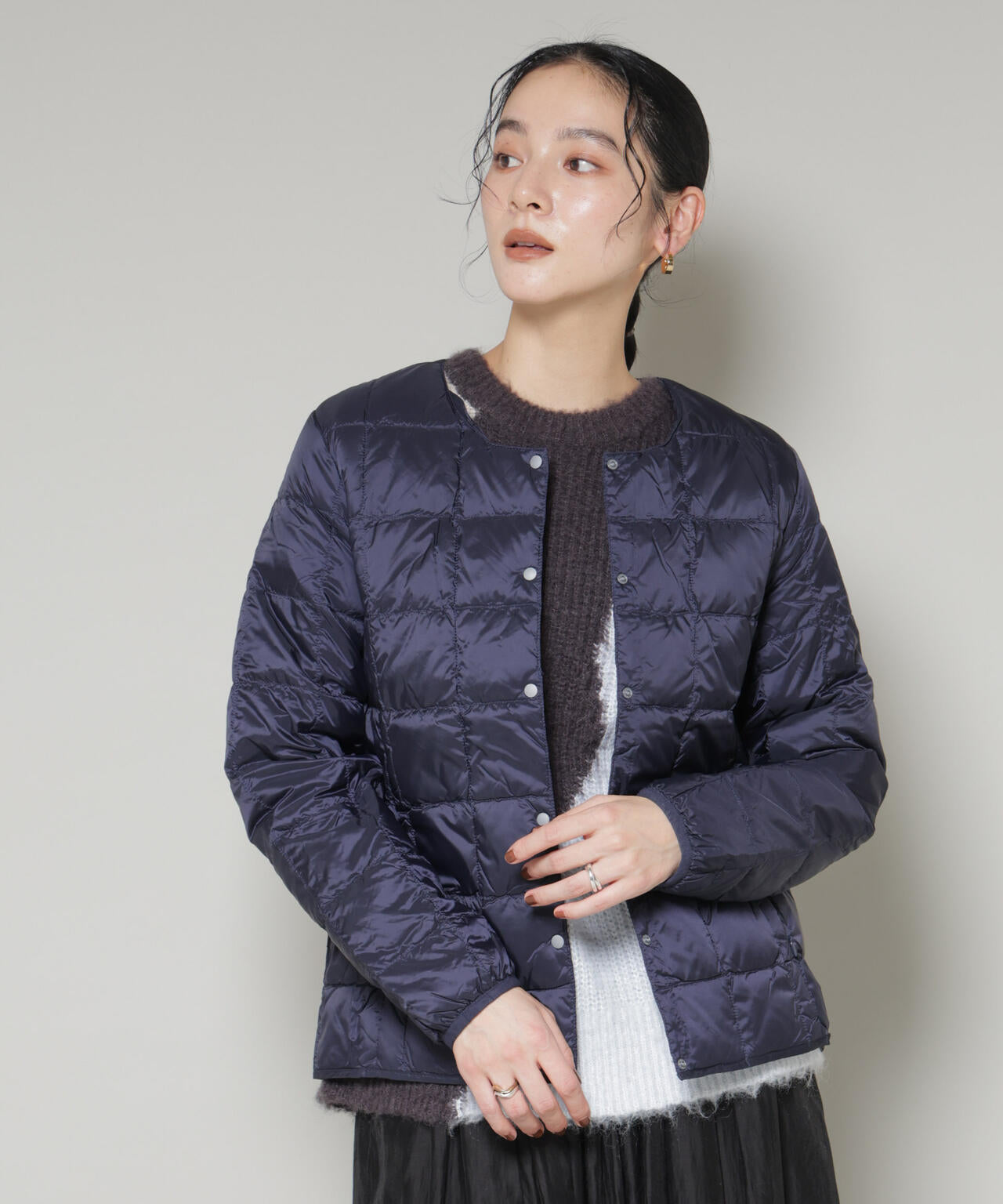 TAION/クルーネックボタンダウンジャケット 6715214009