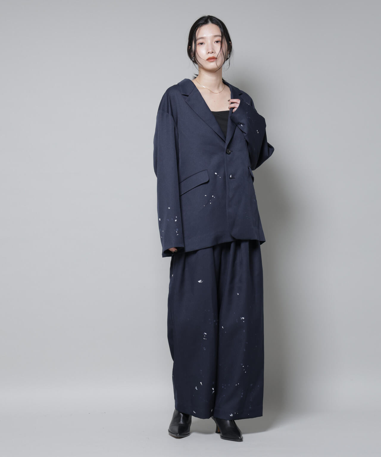 RhodolirioN/Oversized Jacket -Twill Paint(セットアップ可) 6715216012