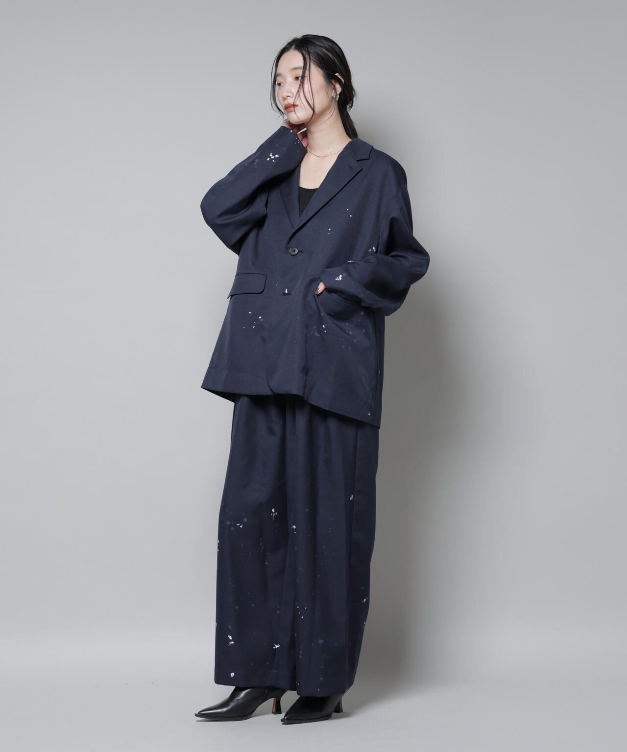 RhodolirioN/Oversized Jacket -Twill Paint(セットアップ可) 6715216012